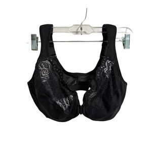 Glamorise Womens 34DD Black Front Closure Lace Bra Wide Straps Comfortable
